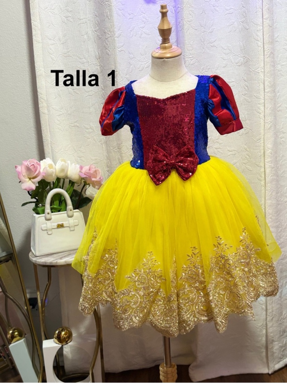 Kids Yellow and Red Princess Costume Dress